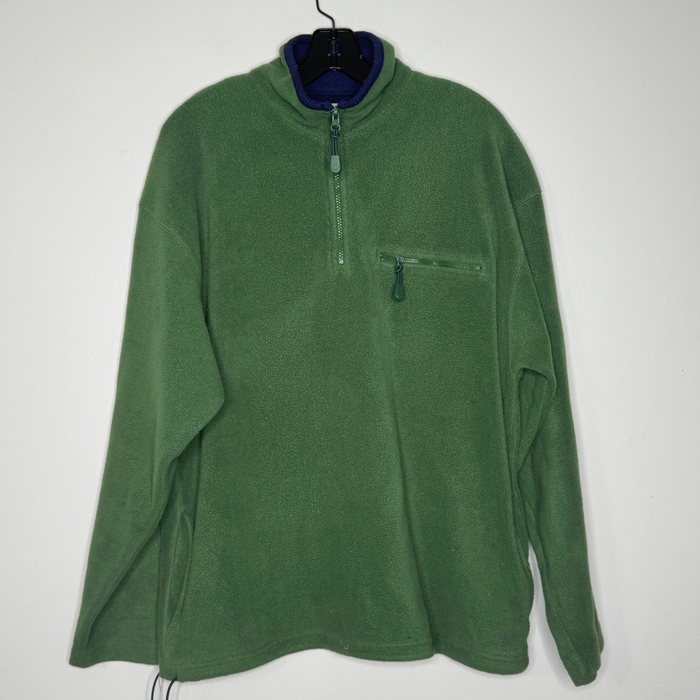 Men’s Outdoor Outfitters Green & Blue Fleece Zip Up Sweater L